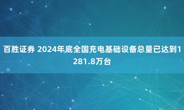 百胜证券 2024年底全国充电基础设备总量已达到1281.8万台